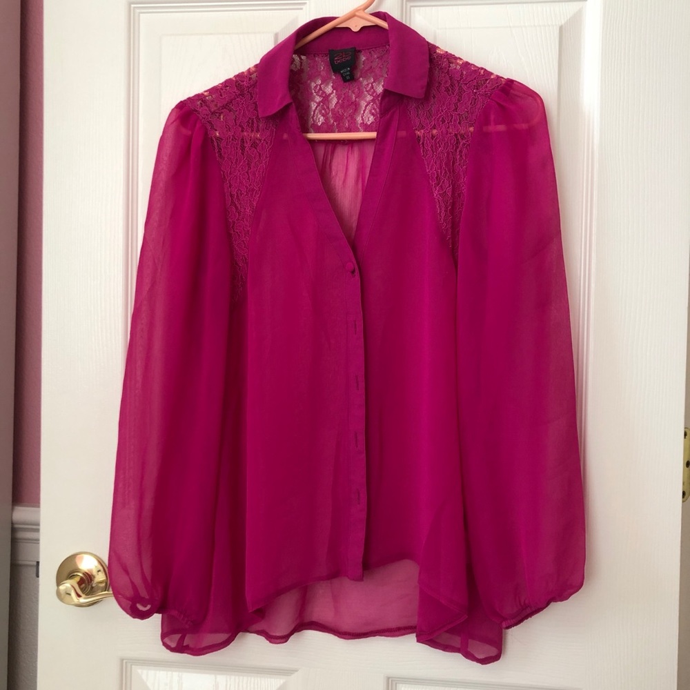 2B Bebe Pink Button Down Blouse